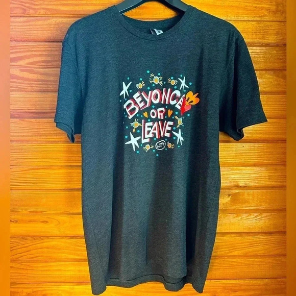 BEYONCÉ OR LEAVE by Simon gray color short sleeve unisex tshirt size adult LARGE - Picture 1 of 3